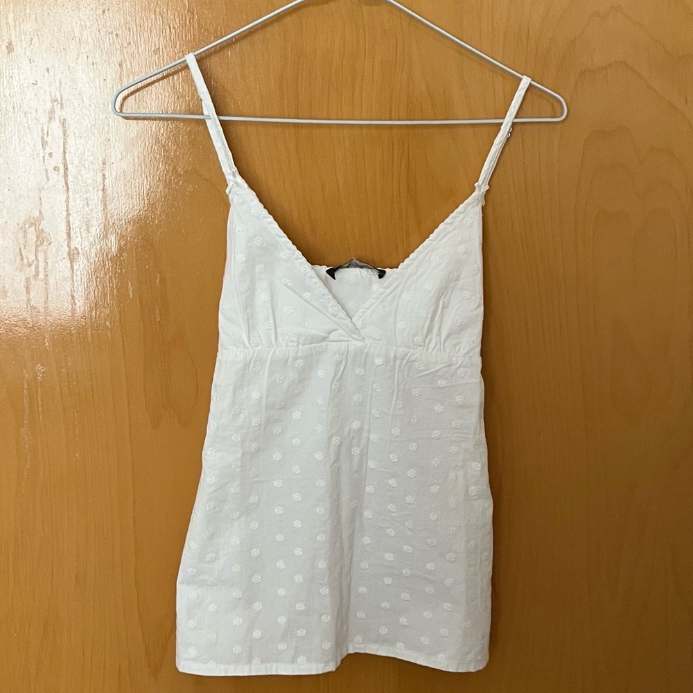 Brandy Melville White Edith Floral Embroidered Tank Top